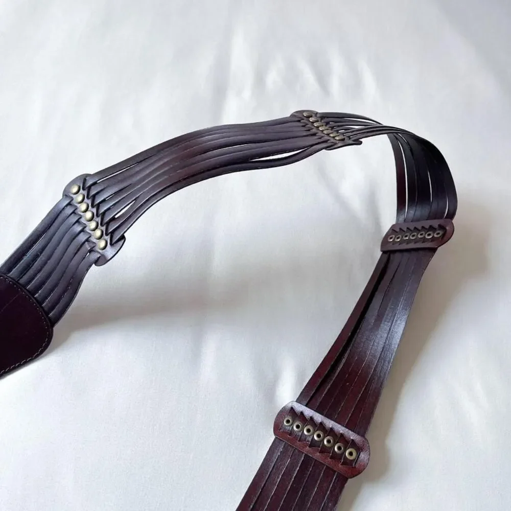 y2k brown veg bonded leather‎ belt womens medium